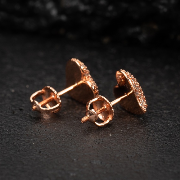 Pink Rose Gold 925 Sterling Silver Womens Pretty Cute Best Heart Stud Earrings - Picture 4 of 5